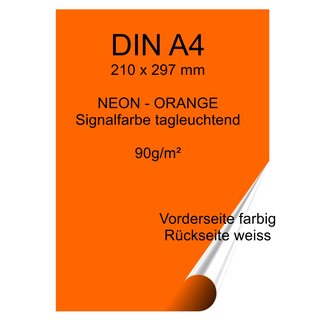 Leuchtpapier Neon-Orange | DIN A4 | 90g/m² - Farbe einseitig